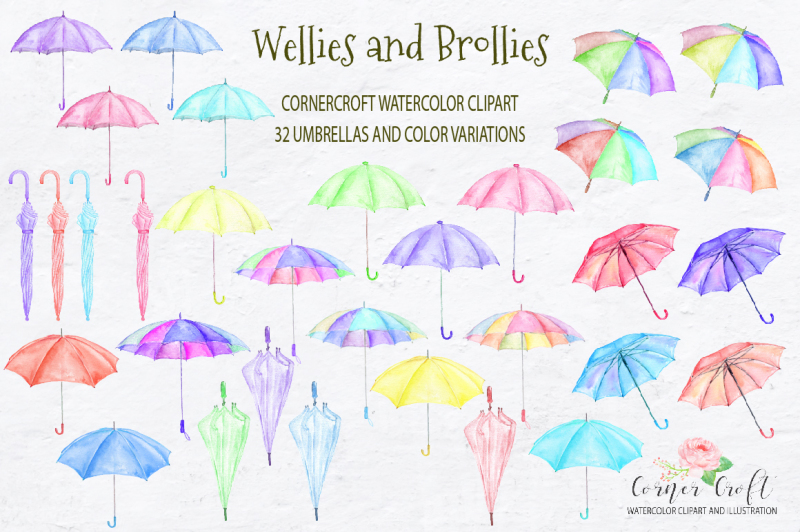 watercolor-wellies-and-brollies-rain-boots-umbrella