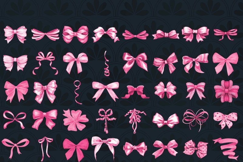 56-watercolor-pink-bows-and-ribbons