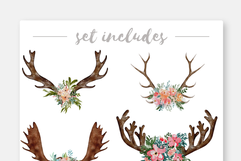 antlers-and-florals-wedding-clipart