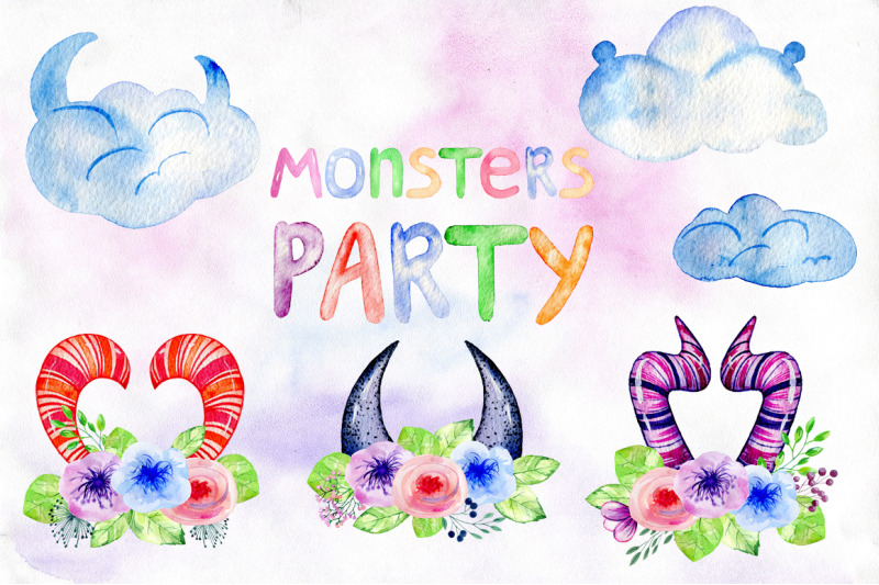 watercolor-funny-monsters