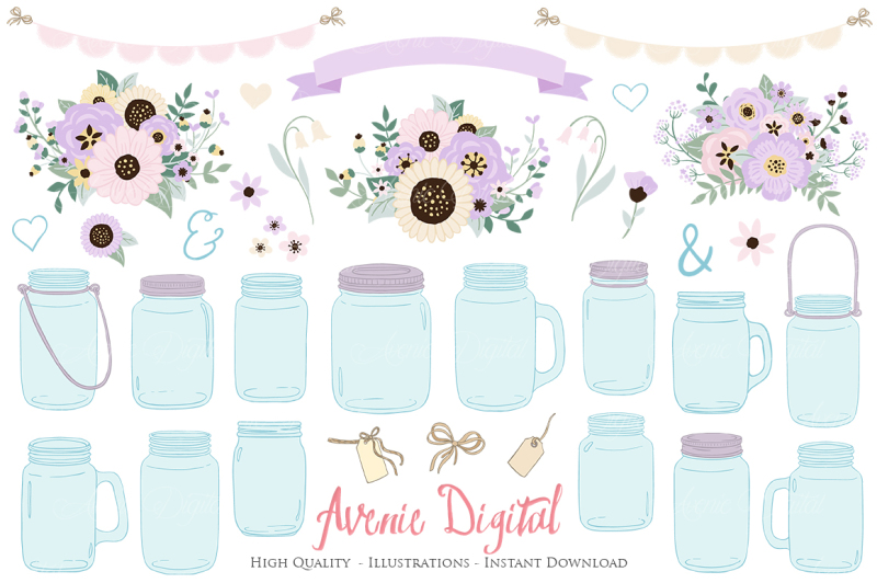 lilac-mason-jar-floral-light-purple-wedding-clipart