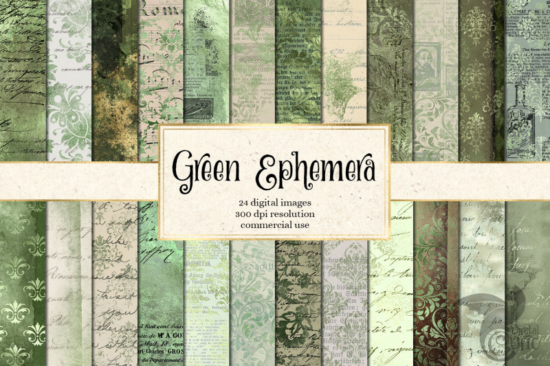 green-ephemera-digital-paper-textures