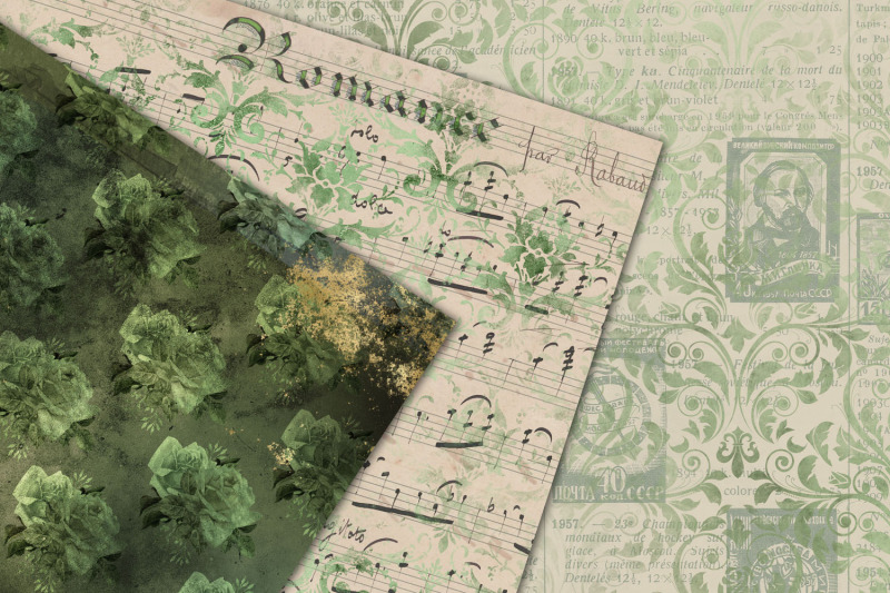 green-ephemera-digital-paper-textures