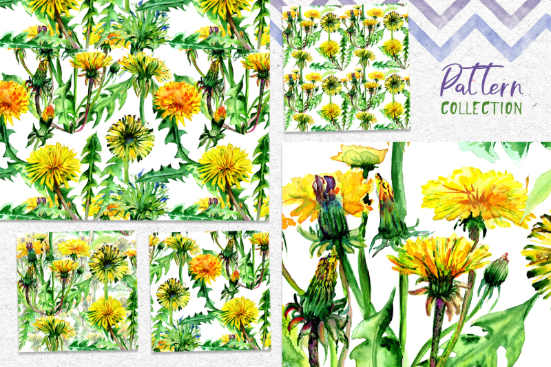 bright-yellow-dandelion-png-watercolor-set