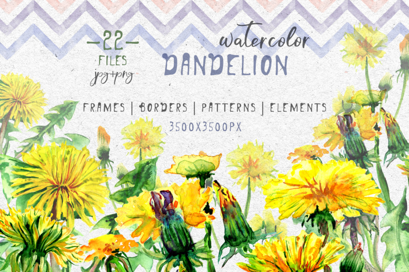 bright-yellow-dandelion-png-watercolor-set