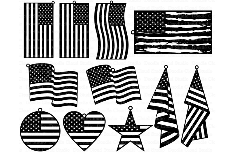 American USA Flag Earrings SVG, Patriots Earrings SVG By Doodle Cloud