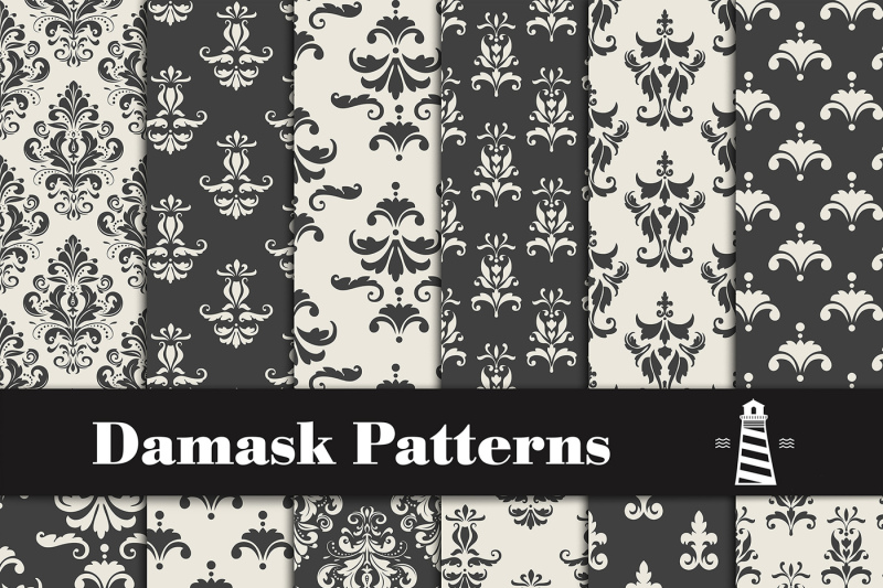 black-and-white-damask-patterns