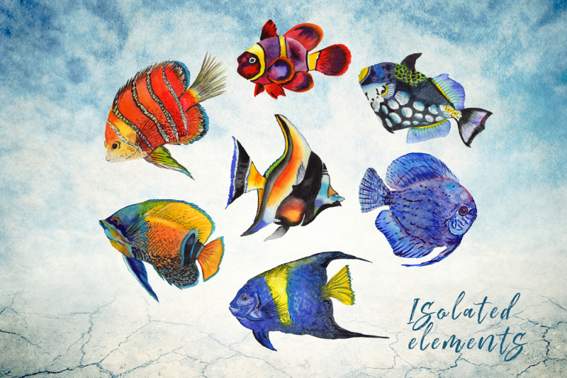 sea-fishes-png-watercolor-set