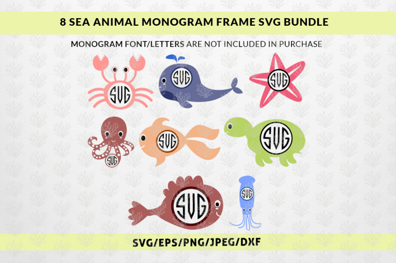 sea-animal-monogram-frame-svg-bundle