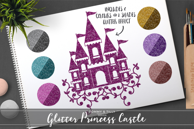 glitter-princess-castle-clipart-set-6-colours-png