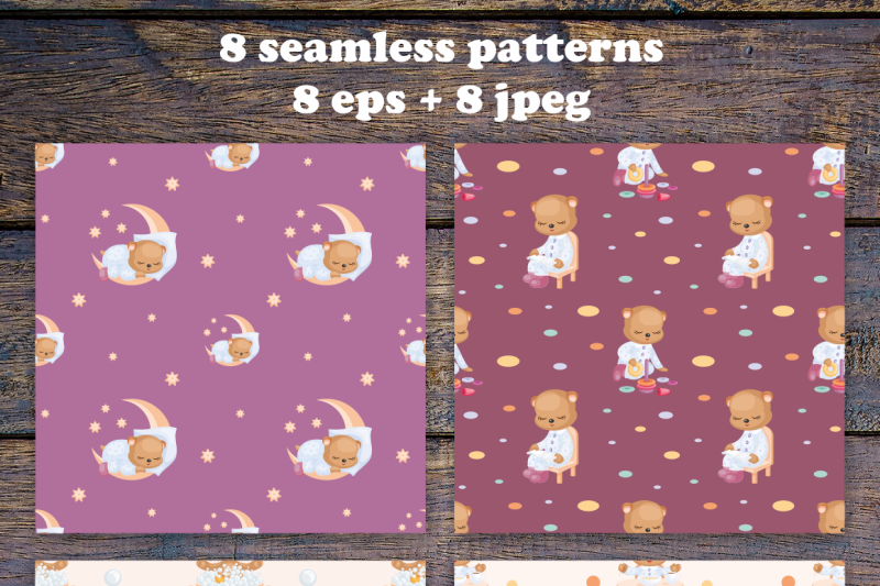 teddy-bear-seamless-patterns-set