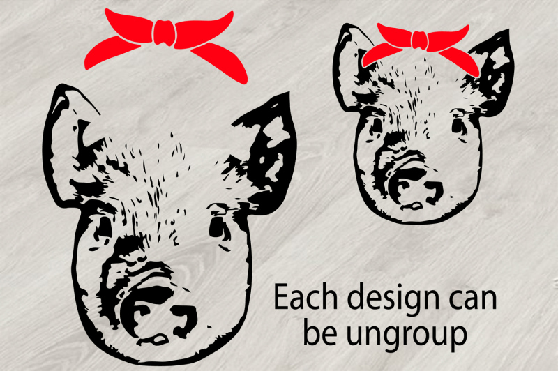 Download Pig Head whit Bandana Silhouette SVG feet pigs western ...