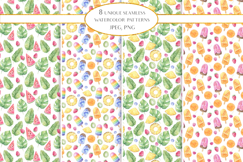 one-day-of-summer-watercolor-patterns