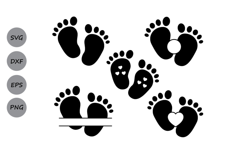 Download Baby Footprint SVG File, Baby Feet SVG, DXF. Baby Feet Monogram SVG. By CosmosFineArt ...