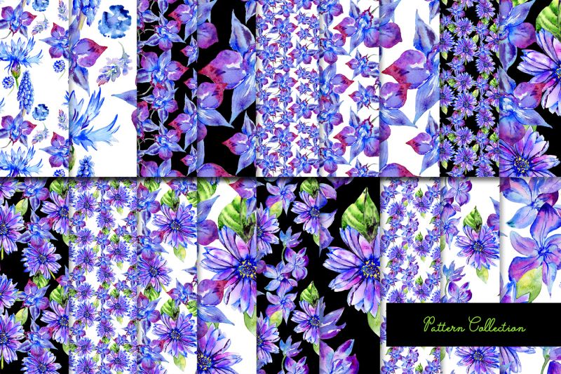 blue-gerbera-png-watercolor-flower-set