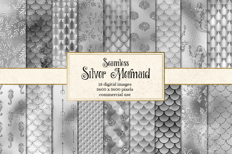 silver-mermaid-digital-paper