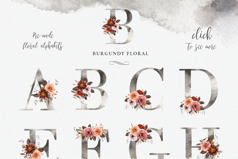 burgundy-floral-watercolor-clipart