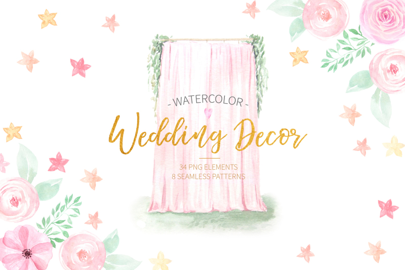 watercolor-wedding-decor-set