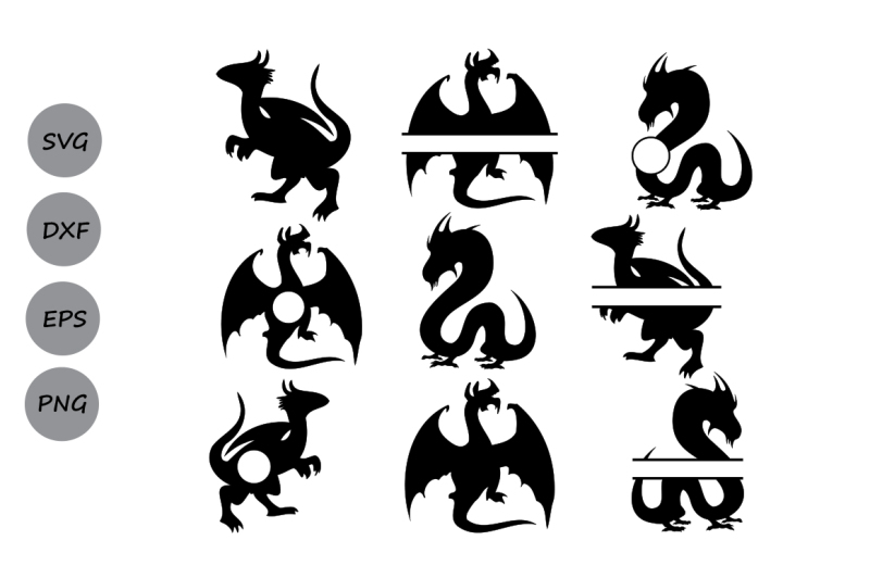 Dragon svg, Dragon monogram svg, Dragon clipart, Dragon Silhouette Svg ...