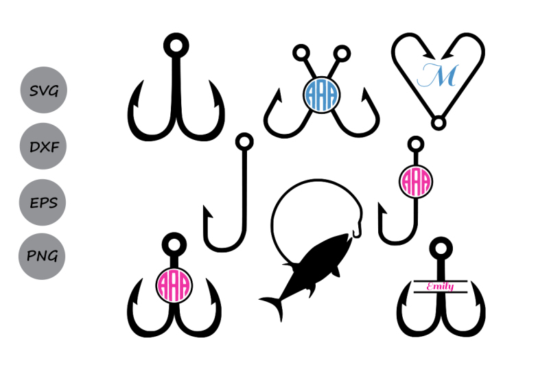 Fish Hook SVG, Fish monogram svg, fishing svg, Fish SVG, Nautical SVG