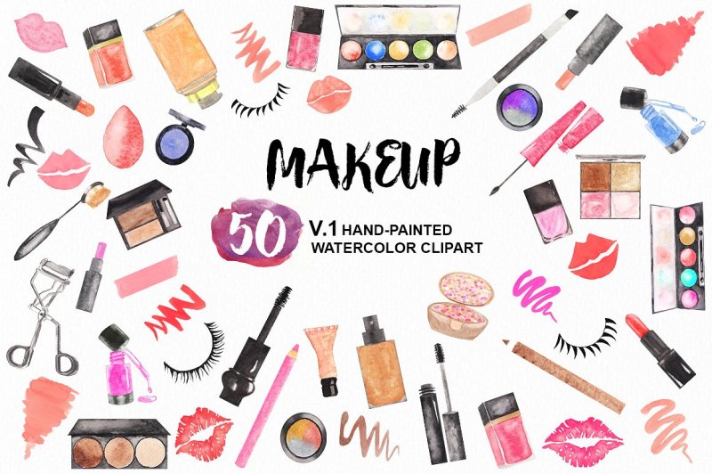 watercolor-makeup-cosmetics-set
