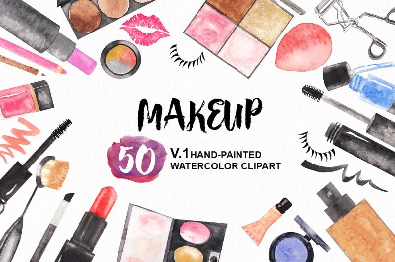 watercolor-makeup-cosmetics-set