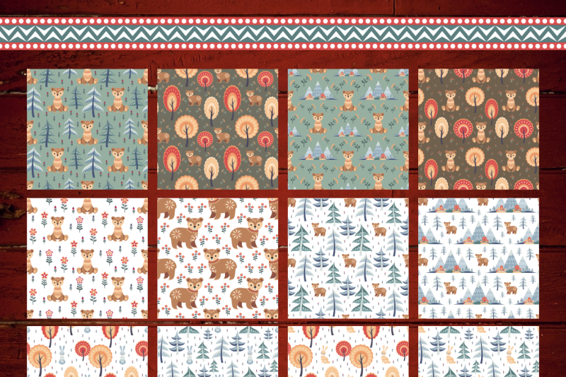 northern-woodland-seamless-patterns-with-cute-animals