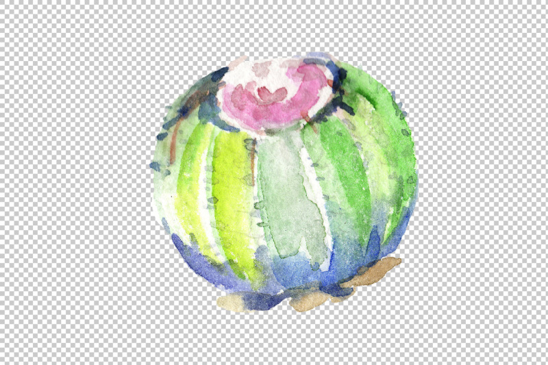 green-tropical-cactuses-png-watercolor-set