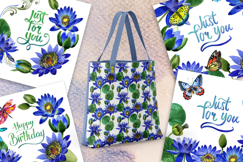 blue-lotus-png-watercolor-set