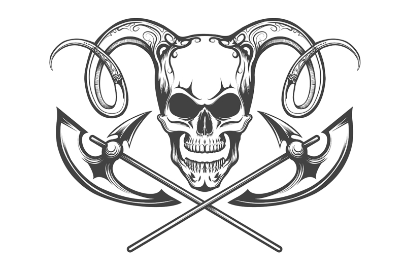 skull-with-ram-horns-and-axes