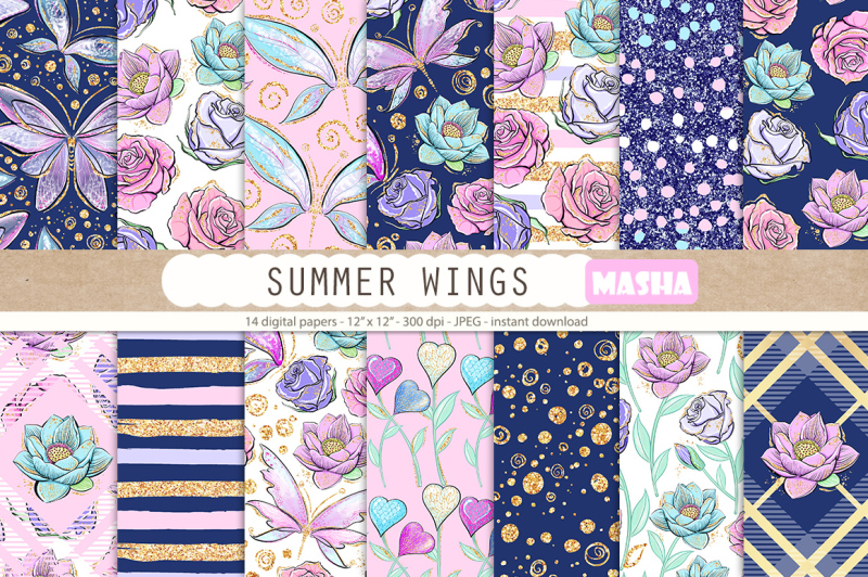 summer-wings-digital-papers