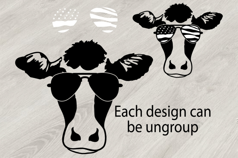 Download Cow USA Flag Glasses Silhouette SVG 4th July 833S By ...