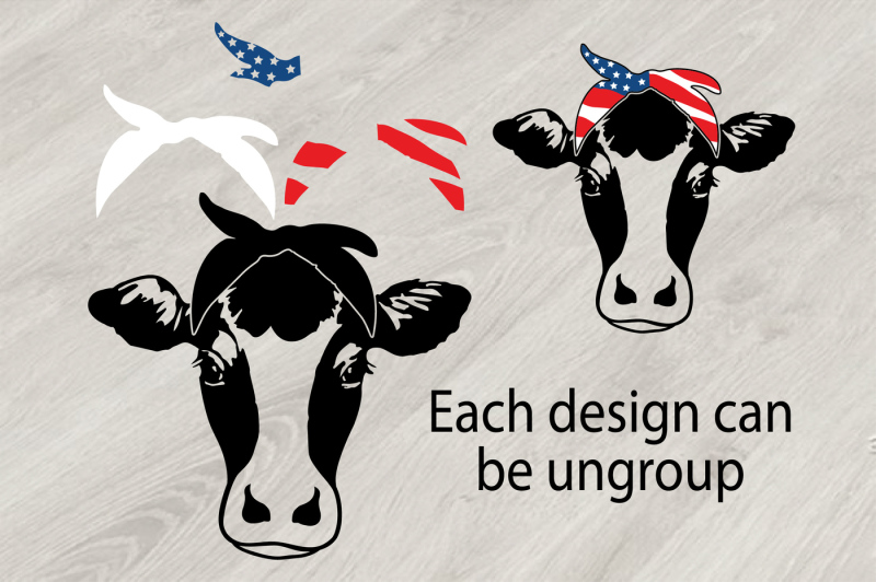 Download Cow USA Flag Bandana Silhouette SVG 4th July Farm Milk ...