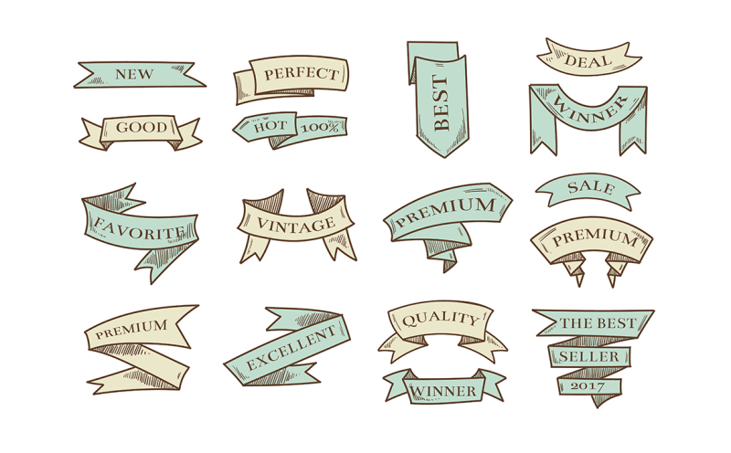 retro-cartoon-vector-ribbons-with-marketing-message