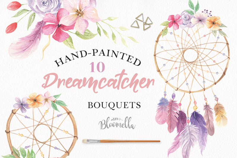dreamcatchers-watercolour-clipart-set-feathers-boho-florals-bohemian