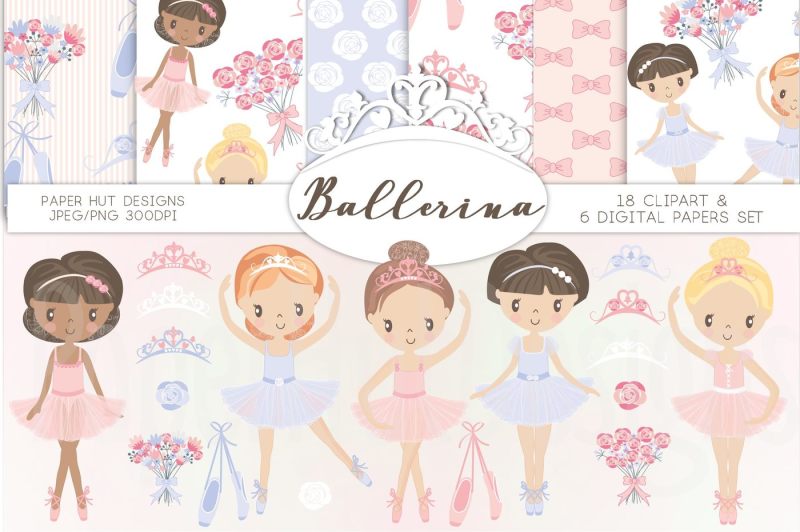 ballerina-clipart-and-digital-papers-set