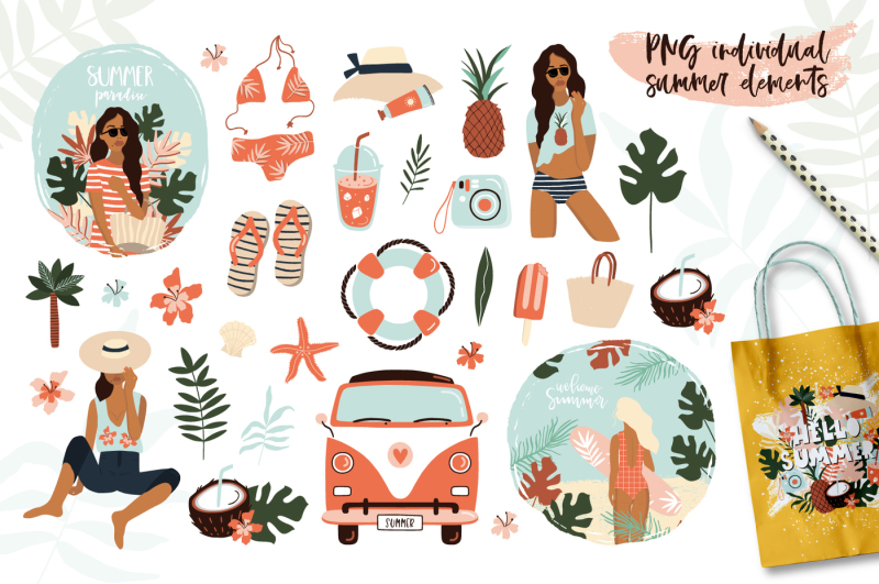 summer-in-hawaii-clipart-collection