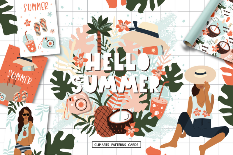 summer-in-hawaii-clipart-collection