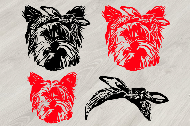 Download Yorkshire Terrier Whit Bandana Silhouette SVG Family Dog Pet 837s By HamHamArt | TheHungryJPEG.com