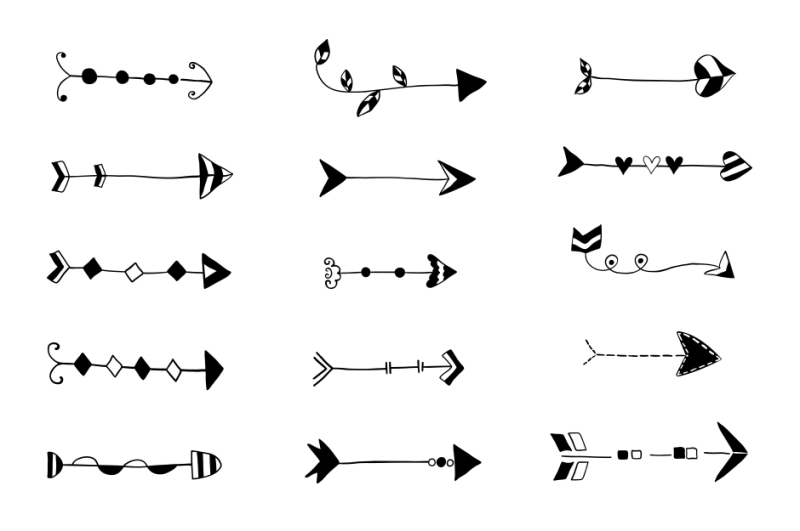 tribal-hand-drawn-arrows-clipart-doodle-wedding-arrow-clip-art-boho