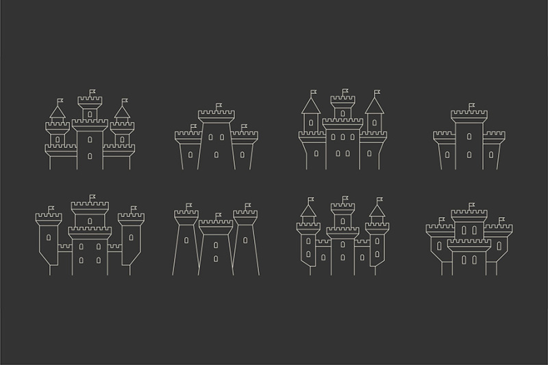 castles-and-fortresses-icons-set