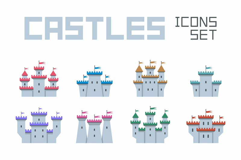 castles-and-fortresses-icons-set