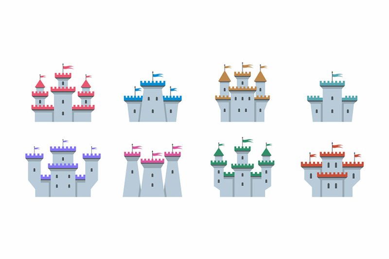 castles-and-fortresses-icons-set