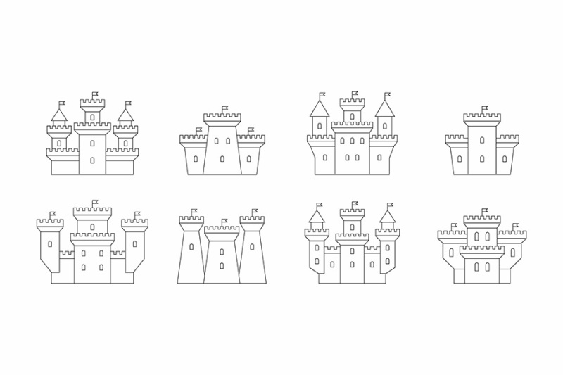 castles-and-fortresses-icons-set