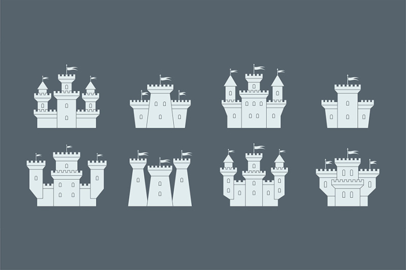 castles-and-fortresses-icons-set