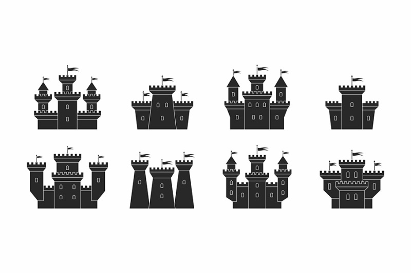 castles-and-fortresses-icons-set