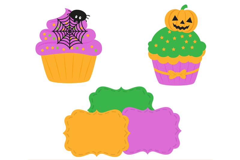 halloween-digital-paper-pumpkin-digital-paper-halloween-cupcake