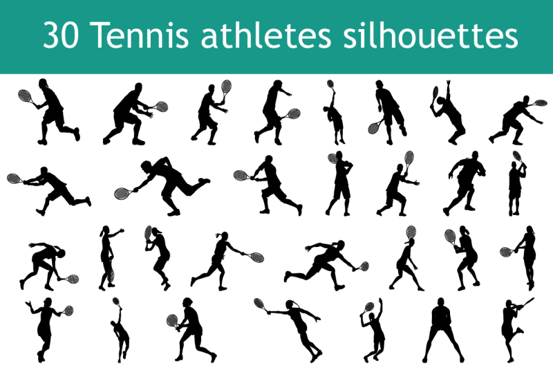 tennis-silhouette-set-for-design-use