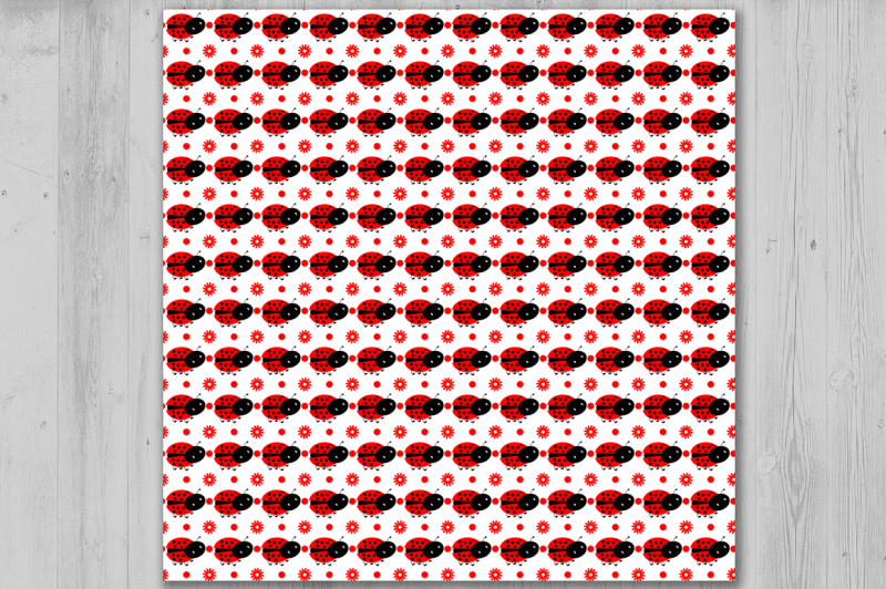 ladybug-digital-paper-flowers-backgroud-bugs-pattern