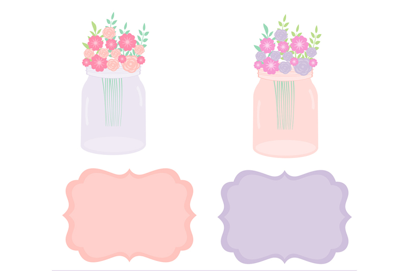 mason-jars-digital-paper-floral-background-flowers-pattern